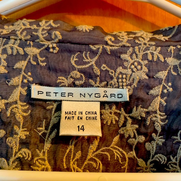 Beige grey and slate blue Peter Nygard size 14 round collar frill around waist - Picture 2 of 4